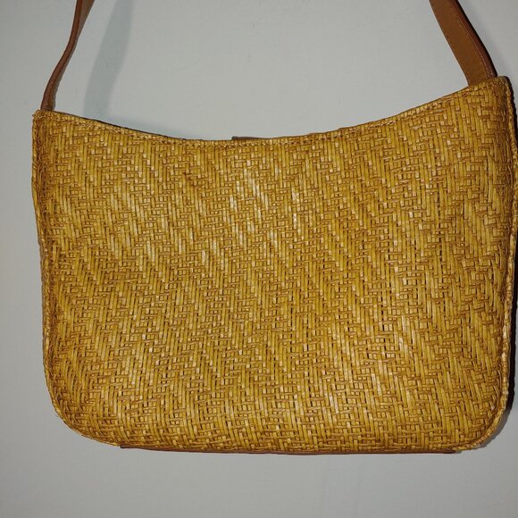Fossil Basket Wave Woven Leather Handle Purse - Picture 2 of 12
